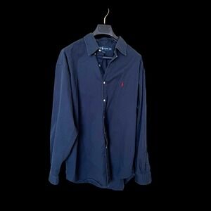 Ralph Lauren Blake Shirt Mens XL Navy Faded Cotton Long Sleeve Button Down Pony
